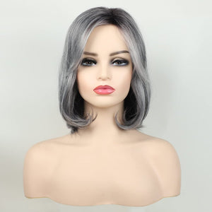 Grey Short Bob Natural Straight Hair Wig - Wigtrends