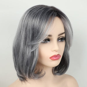 Grey Short Bob Natural Straight Hair Wig - Wigtrends