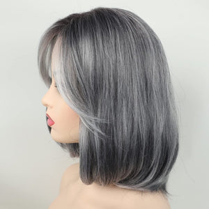 Grey Short Bob Natural Straight Hair Wig - Wigtrends