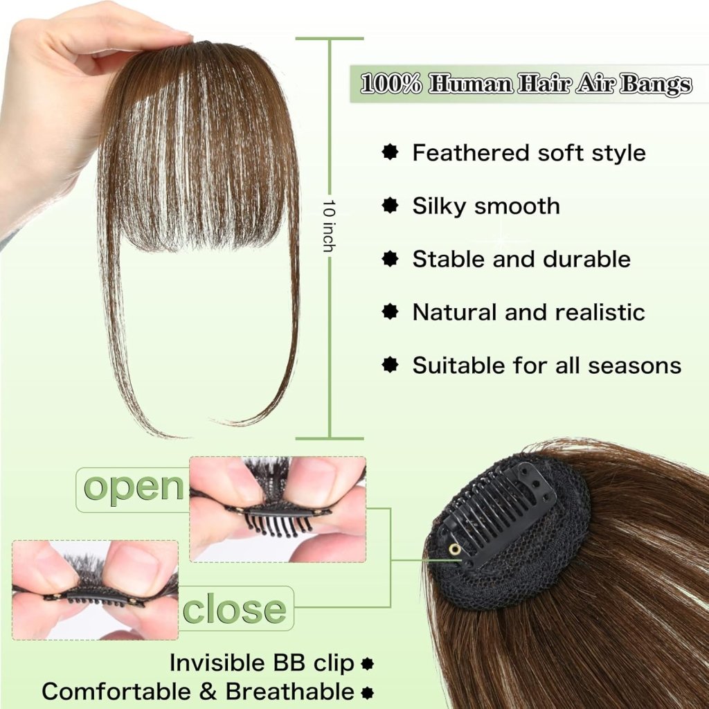 Hair Piece Clip in Bangs Human Hair 360° Cover Wipsy Bangs Hair Toppers for Women - Wigtrends