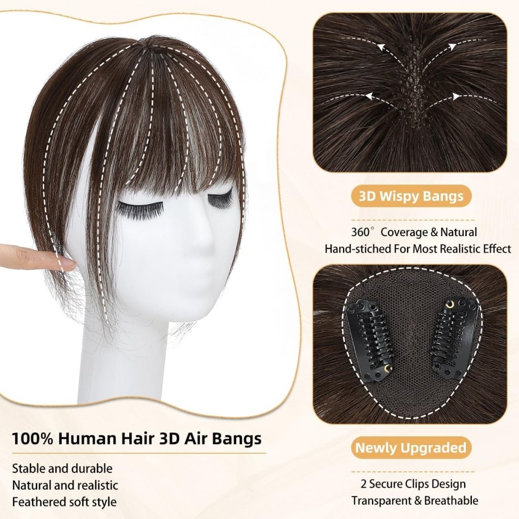 Hair Piece Clip in Bangs Human Hair 360° Cover Wipsy Bangs Hair Toppers for Women - Wigtrends