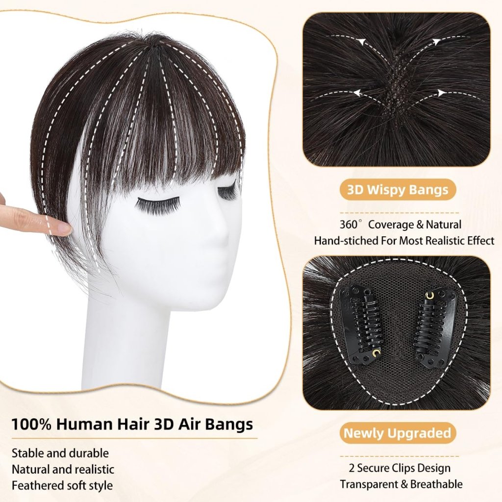 Hair Piece Clip in Bangs Human Hair 360° Cover Wipsy Bangs Hair Toppers for Women - Wigtrends
