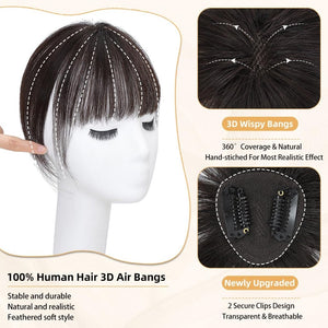 Hair Piece Clip in Bangs Human Hair 360° Cover Wipsy Bangs Hair Toppers for Women - Wigtrends