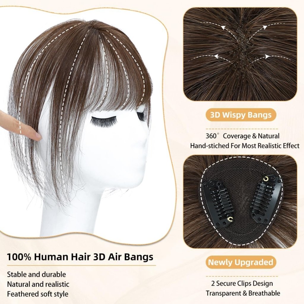 Hair Piece Clip in Bangs Human Hair 360° Cover Wipsy Bangs Hair Toppers for Women - Wigtrends