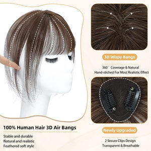 Hair Piece Clip in Bangs Human Hair 360° Cover Wipsy Bangs Hair Toppers for Women - Wigtrends