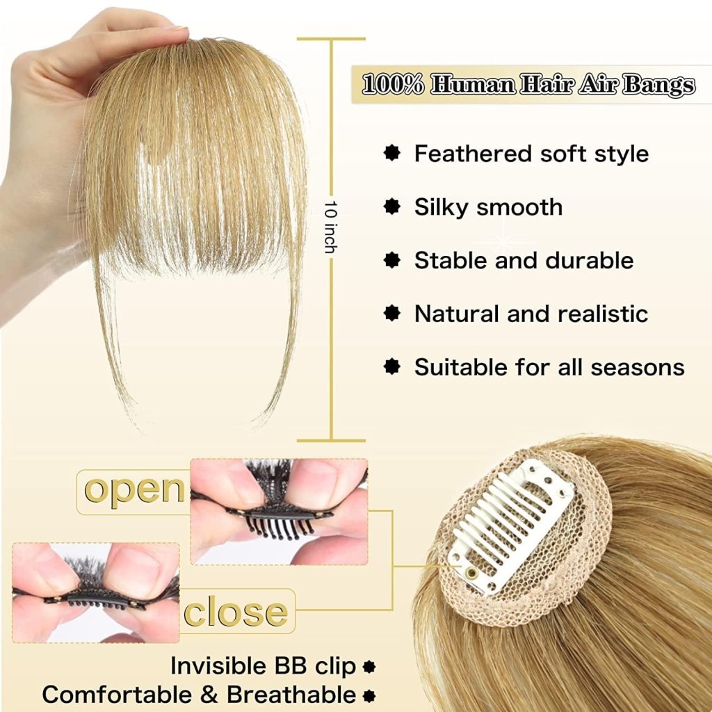 Hair Piece Clip in Bangs Human Hair 360° Cover Wipsy Bangs Hair Toppers for Women - Wigtrends