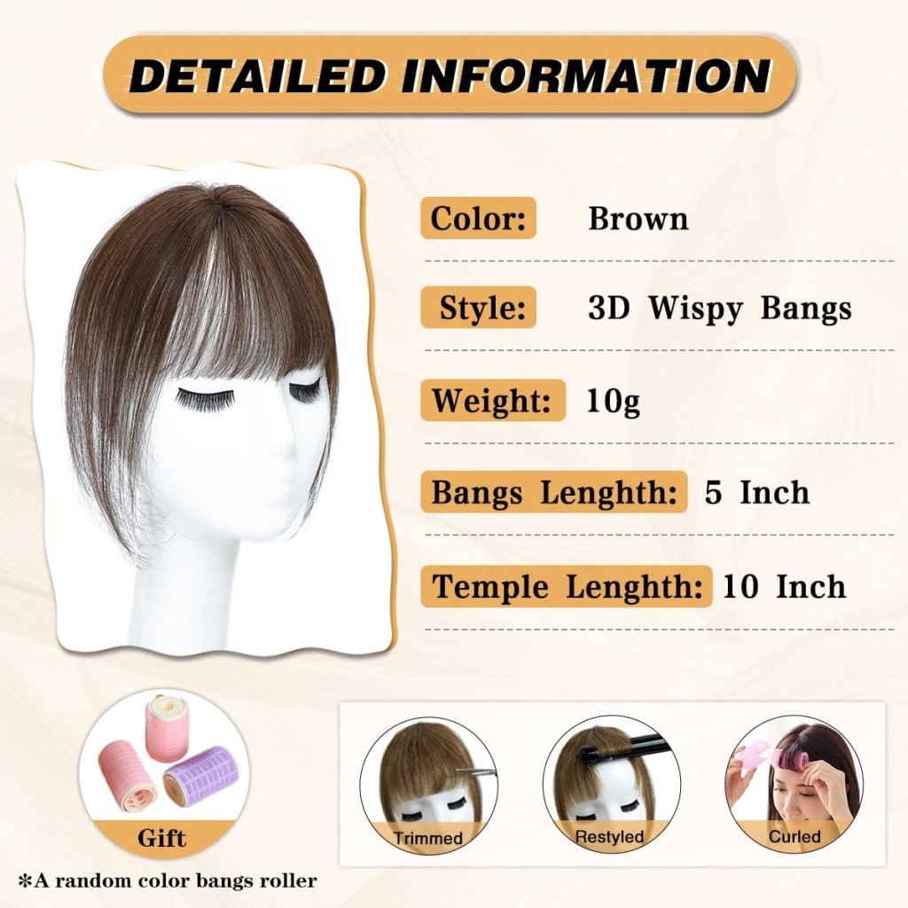 Hair Piece Clip in Bangs Human Hair 360° Cover Wipsy Bangs Hair Toppers for Women - Wigtrends