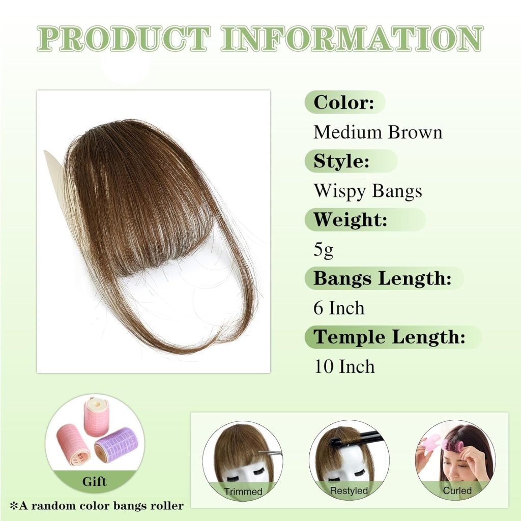 Hair Piece Clip in Bangs Human Hair 360° Cover Wipsy Bangs Hair Toppers for Women - Wigtrends