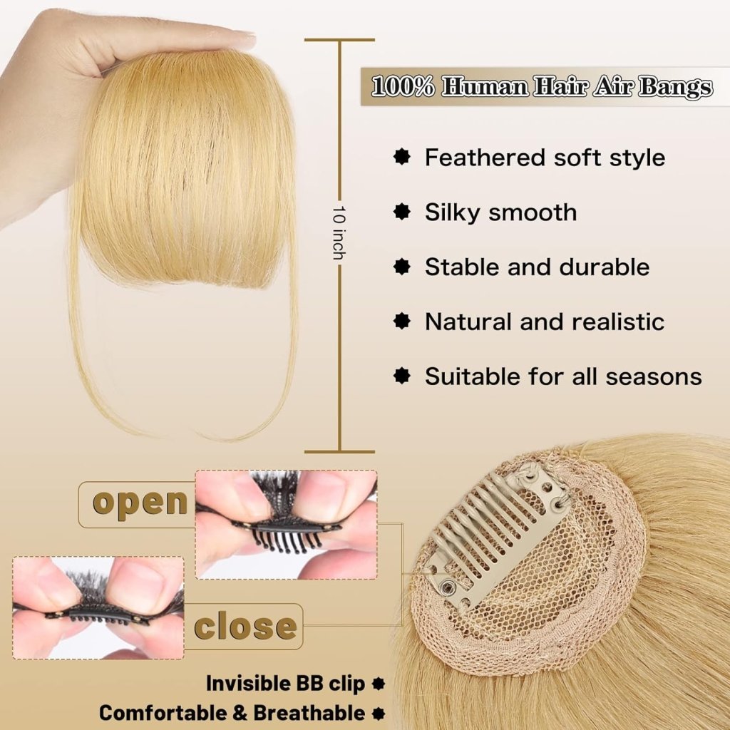 Hair Piece Clip in Bangs Human Hair 360° Cover Wipsy Bangs Hair Toppers for Women - Wigtrends