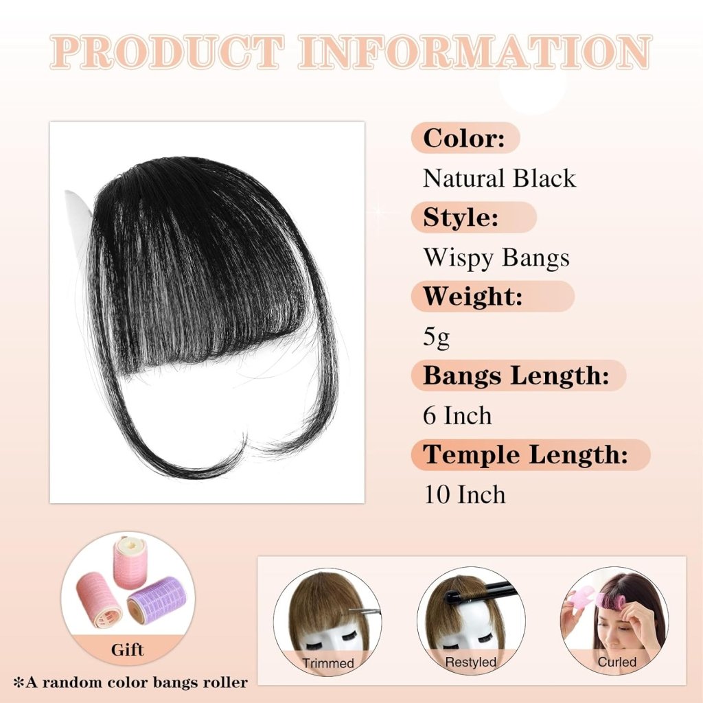 Hair Piece Clip in Bangs Human Hair 360° Cover Wipsy Bangs Hair Toppers for Women - Wigtrends