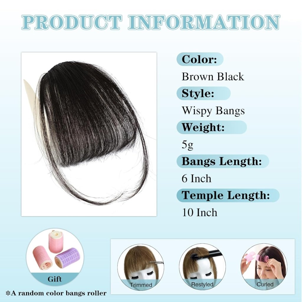 Hair Piece Clip in Bangs Human Hair 360° Cover Wipsy Bangs Hair Toppers for Women - Wigtrends