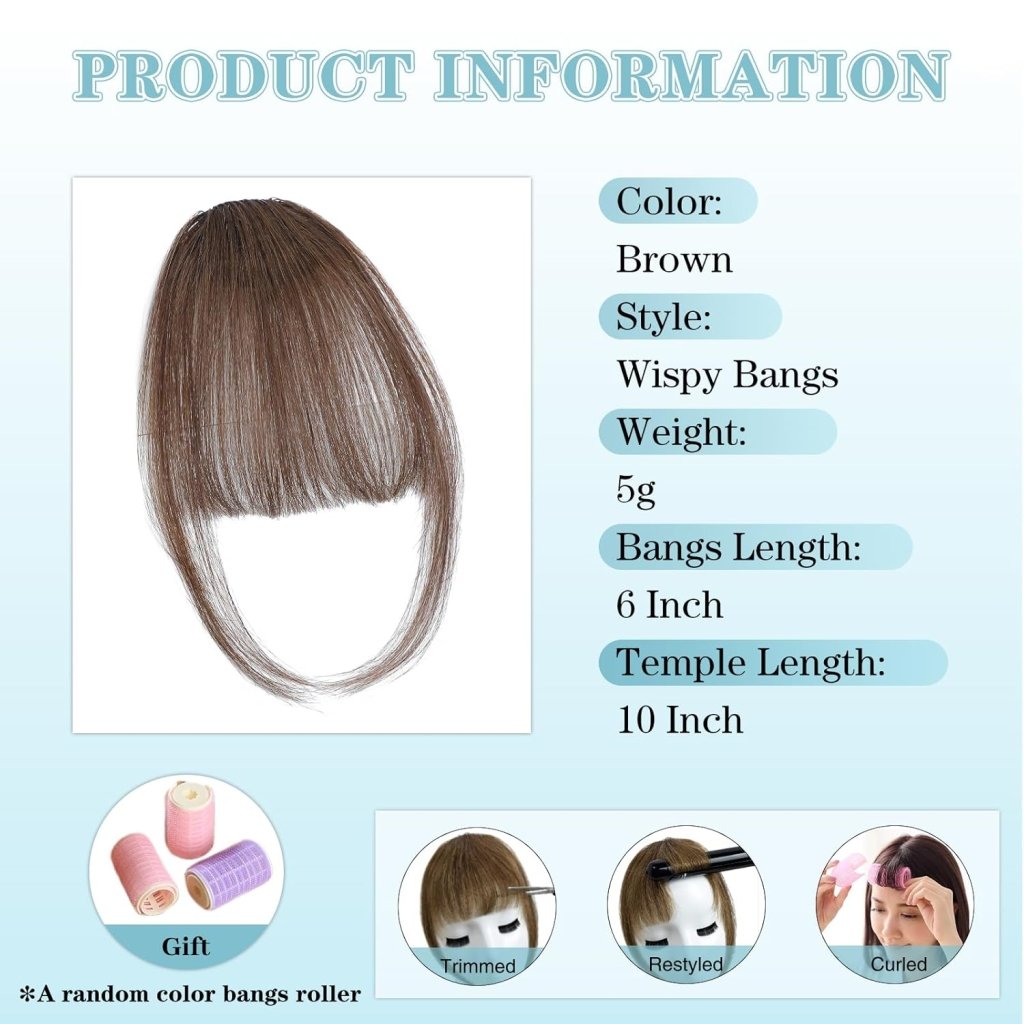 Hair Piece Clip in Bangs Human Hair 360° Cover Wipsy Bangs Hair Toppers for Women - Wigtrends
