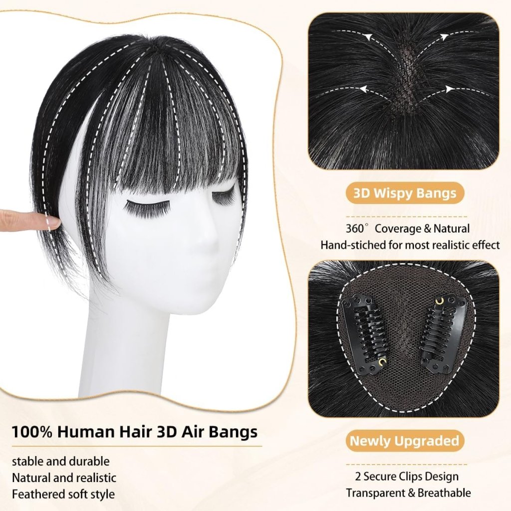 Hair Piece Clip in Bangs Human Hair 360° Cover Wipsy Bangs Hair Toppers for Women - Wigtrends