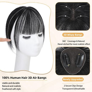 Hair Piece Clip in Bangs Human Hair 360° Cover Wipsy Bangs Hair Toppers for Women - Wigtrends
