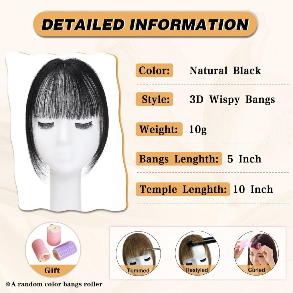Hair Piece Clip in Bangs Human Hair 360° Cover Wipsy Bangs Hair Toppers for Women - Wigtrends