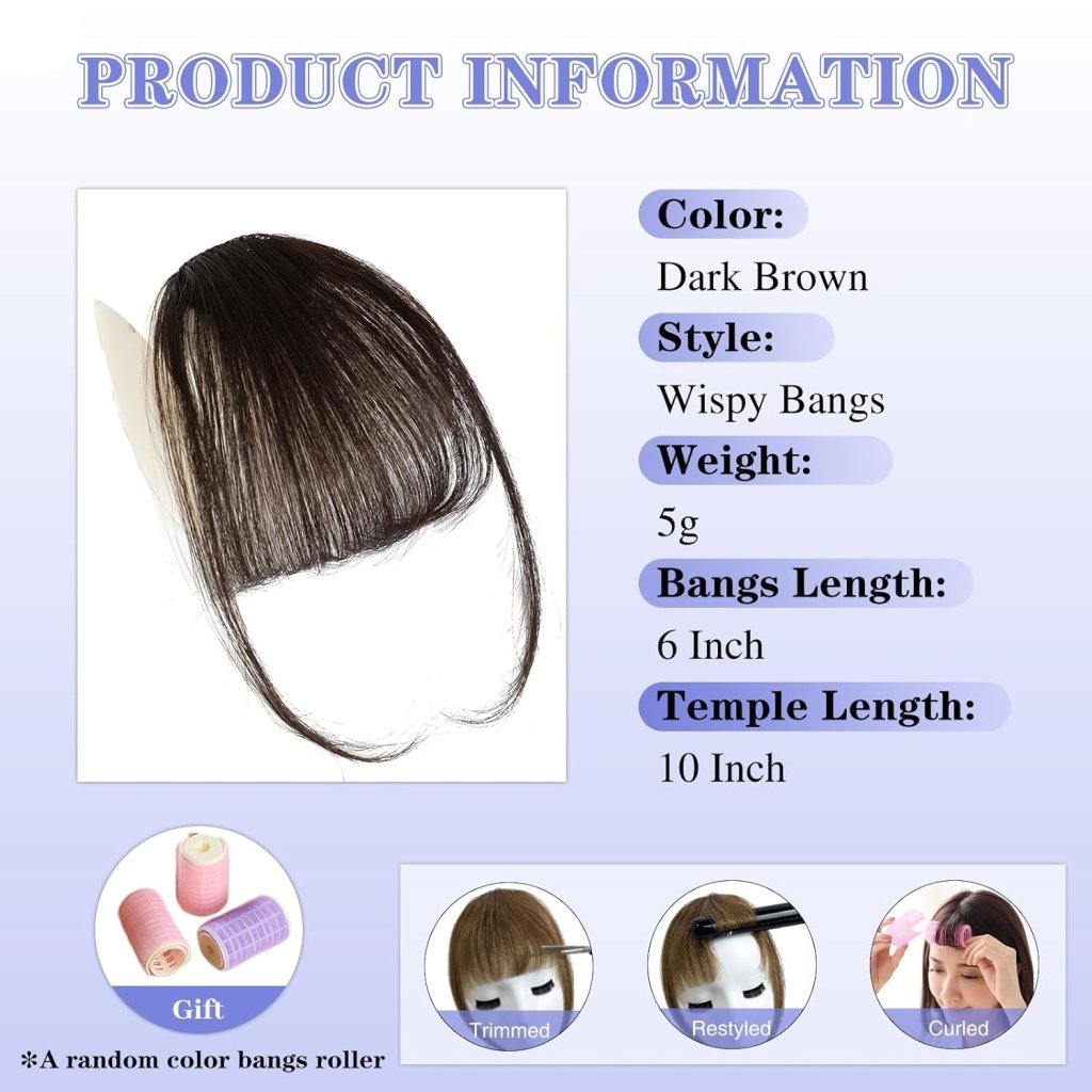Hair Piece Clip in Bangs Human Hair 360° Cover Wipsy Bangs Hair Toppers for Women - Wigtrends