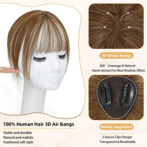 Hair Piece Clip in Bangs Human Hair 360° Cover Wipsy Bangs Hair Toppers for Women - Wigtrends