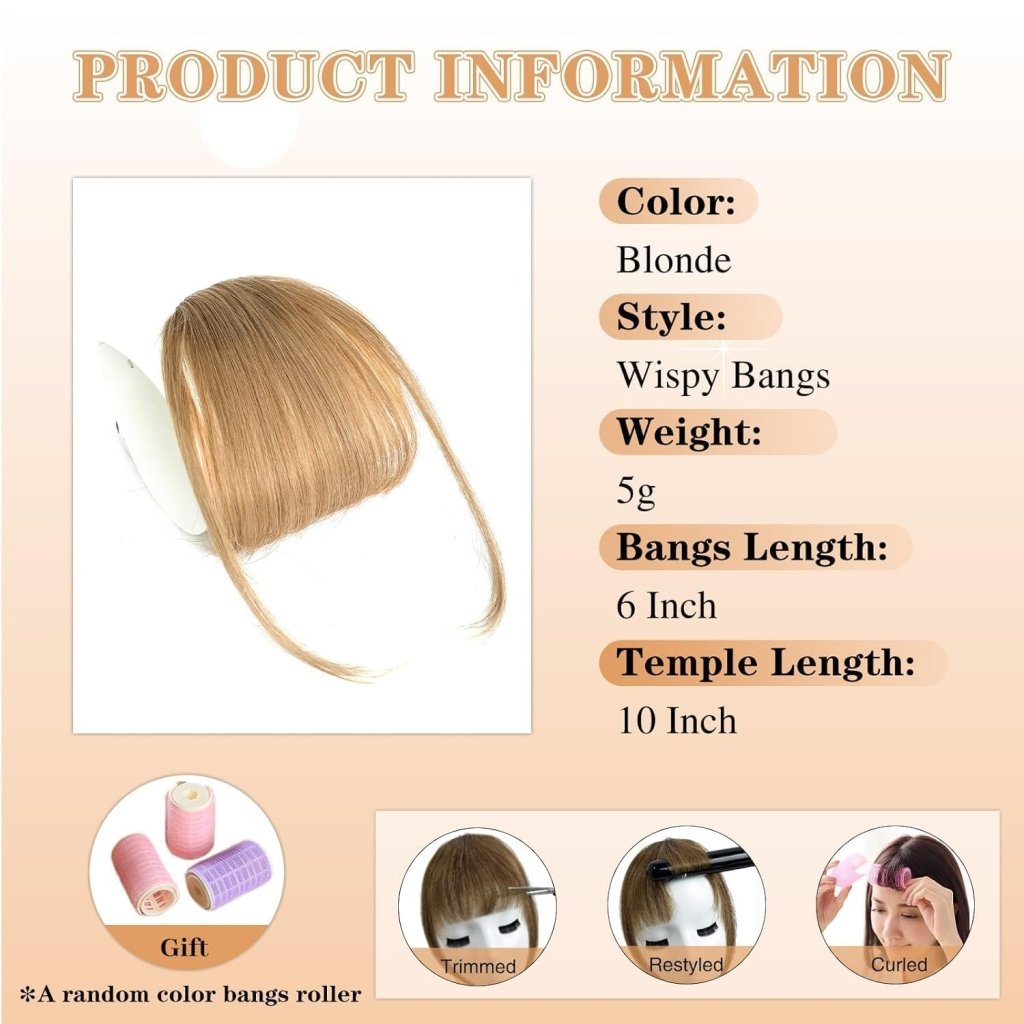 Hair Piece Clip in Bangs Human Hair 360° Cover Wipsy Bangs Hair Toppers for Women - Wigtrends