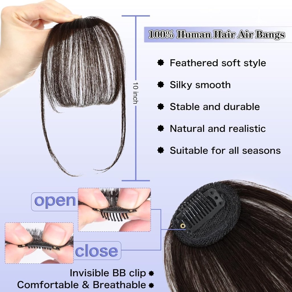 Hair Piece Clip in Bangs Human Hair 360° Cover Wipsy Bangs Hair Toppers for Women - Wigtrends