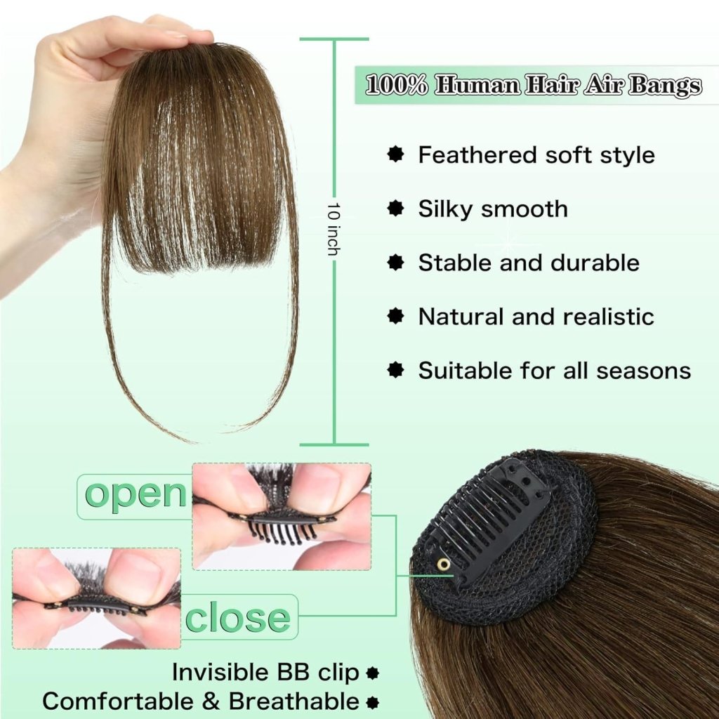 Hair Piece Clip in Bangs Human Hair 360° Cover Wipsy Bangs Hair Toppers for Women - Wigtrends