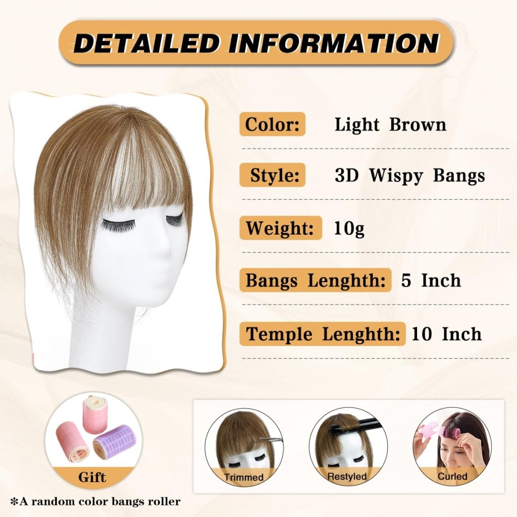 Hair Piece Clip in Bangs Human Hair 360° Cover Wipsy Bangs Hair Toppers for Women - Wigtrends