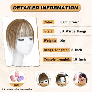 Hair Piece Clip in Bangs Human Hair 360° Cover Wipsy Bangs Hair Toppers for Women - Wigtrends
