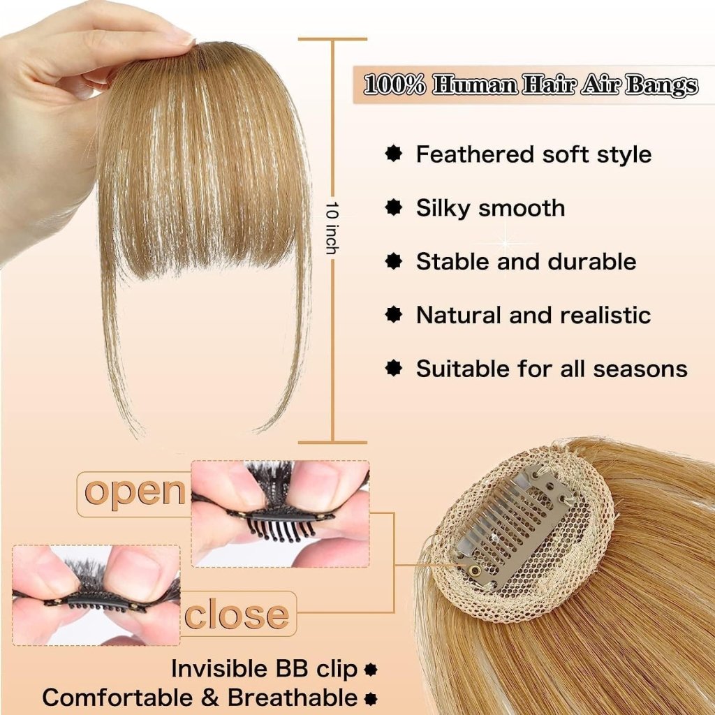 Hair Piece Clip in Bangs Human Hair 360° Cover Wipsy Bangs Hair Toppers for Women - Wigtrends