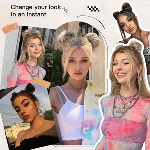 Hair Pieces 2PCS Claw Clip in Hair Bun Mini Bun Human Hair Wigs Scrunchies Extension - Wigtrends