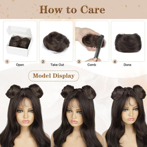 Hair Pieces 2PCS Claw Clip in Hair Bun Mini Bun Human Hair Wigs Scrunchies Extension - Wigtrends