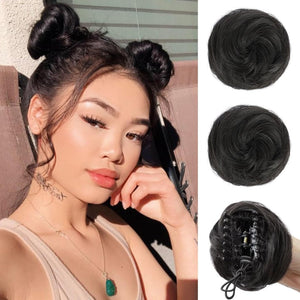 Hair Pieces 2PCS Claw Clip in Hair Bun Mini Bun Human Hair Wigs Scrunchies Extension - Wigtrends