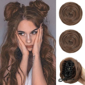 Hair Pieces 2PCS Claw Clip in Hair Bun Mini Bun Human Hair Wigs Scrunchies Extension - Wigtrends