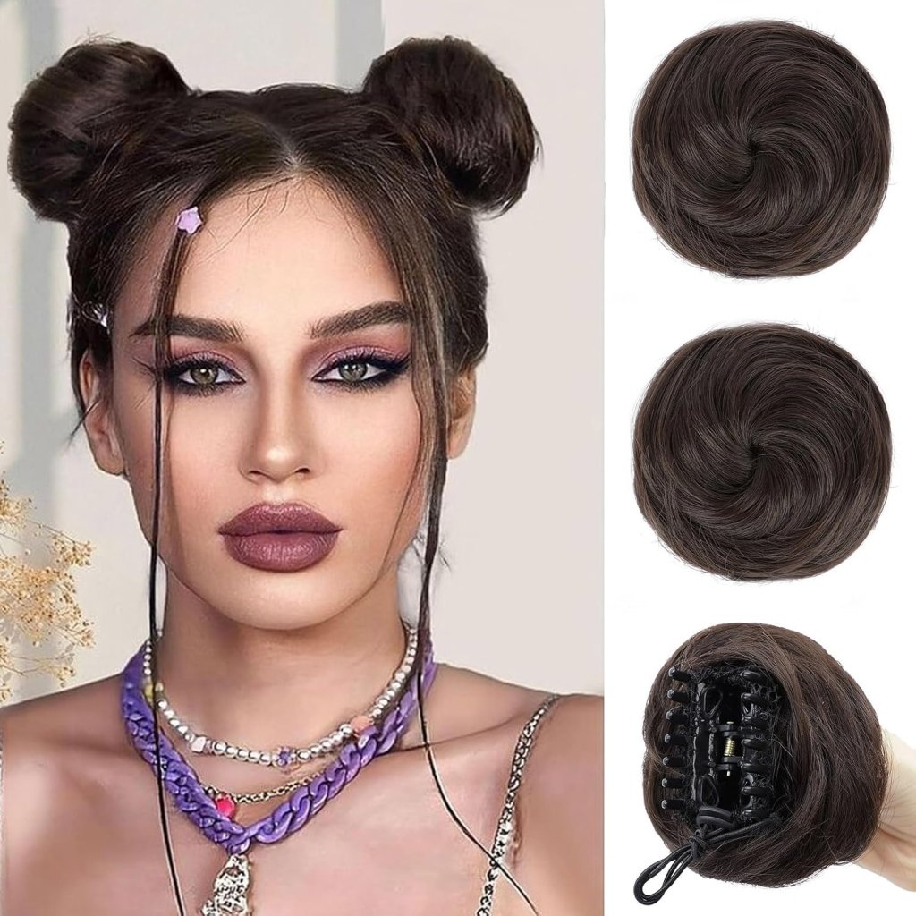 Hair Pieces 2PCS Claw Clip in Hair Bun Mini Bun Human Hair Wigs Scrunchies Extension - Wigtrends