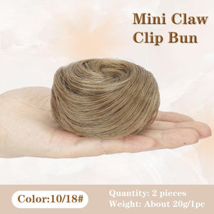 Hair Pieces 2PCS Claw Clip in Hair Bun Mini Bun Human Hair Wigs Scrunchies Extension - Wigtrends