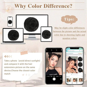 Hair Pieces 2PCS Claw Clip in Hair Bun Mini Bun Human Hair Wigs Scrunchies Extension - Wigtrends