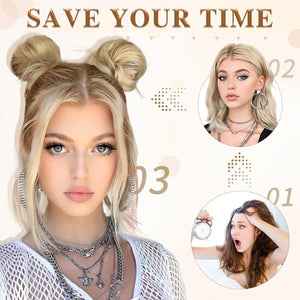 Hair Pieces 2PCS Claw Clip in Hair Bun Mini Bun Human Hair Wigs Scrunchies Extension - Wigtrends