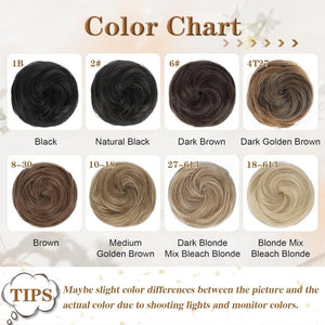 Hair Pieces 2PCS Claw Clip in Hair Bun Mini Bun Human Hair Wigs Scrunchies Extension - Wigtrends