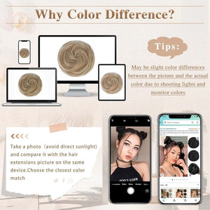 Hair Pieces 2PCS Claw Clip in Hair Bun Mini Bun Human Hair Wigs Scrunchies Extension - Wigtrends