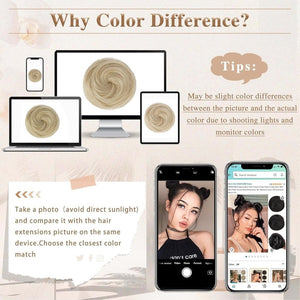 Hair Pieces 2PCS Claw Clip in Hair Bun Mini Bun Human Hair Wigs Scrunchies Extension - Wigtrends