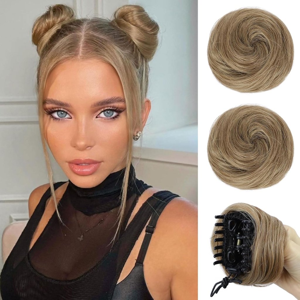 Hair Pieces 2PCS Claw Clip in Hair Bun Mini Bun Human Hair Wigs Scrunchies Extension - Wigtrends