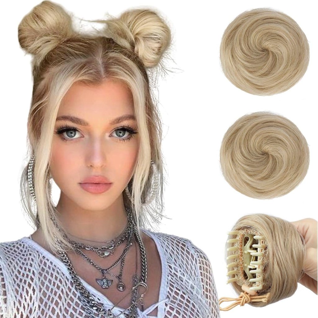 Hair Pieces 2PCS Claw Clip in Hair Bun Mini Bun Human Hair Wigs Scrunchies Extension - Wigtrends