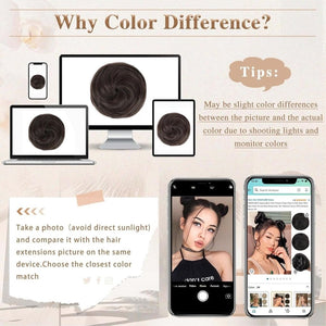 Hair Pieces 2PCS Claw Clip in Hair Bun Mini Bun Human Hair Wigs Scrunchies Extension - Wigtrends