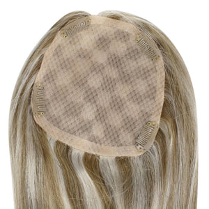 Hair Topper 5"*5" Base Real Human Hair Highlight Blonde Wigs Hair Piece - Wigtrends
