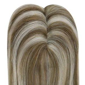 Hair Topper 5"*5" Base Real Human Hair Highlight Blonde Wigs Hair Piece - Wigtrends