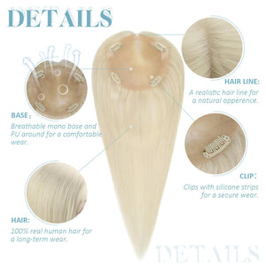 Hair Topper Real Human Hair 5"*5" Base Platinum Blonde - Wigtrends