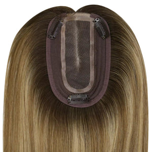 Hair Topper Virgin Hair Piece Topper Balayage Brown - Wigtrends