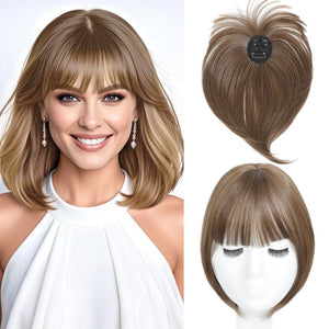 Hair Topper with Bangs Clip, 360° 3D Cover Hair Toppers for Women with Thinning Hairs - Wigtrends