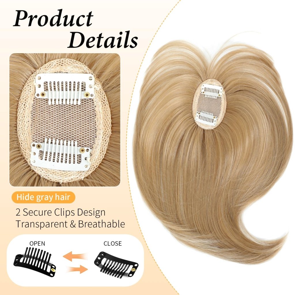 Hair Topper with Bangs Clip, 360° 3D Cover Hair Toppers for Women with Thinning Hairs - Wigtrends