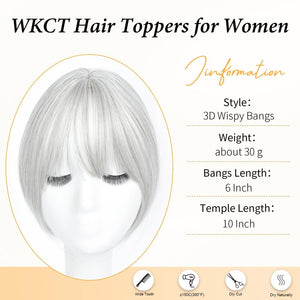 Hair Topper with Bangs Clip, 360° 3D Cover Hair Toppers for Women with Thinning Hairs - Wigtrends