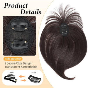 Hair Topper with Bangs Clip, 360° 3D Cover Hair Toppers for Women with Thinning Hairs - Wigtrends