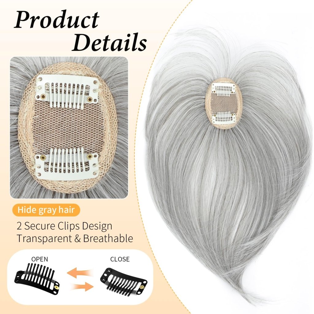 Hair Topper with Bangs Clip, 360° 3D Cover Hair Toppers for Women with Thinning Hairs - Wigtrends